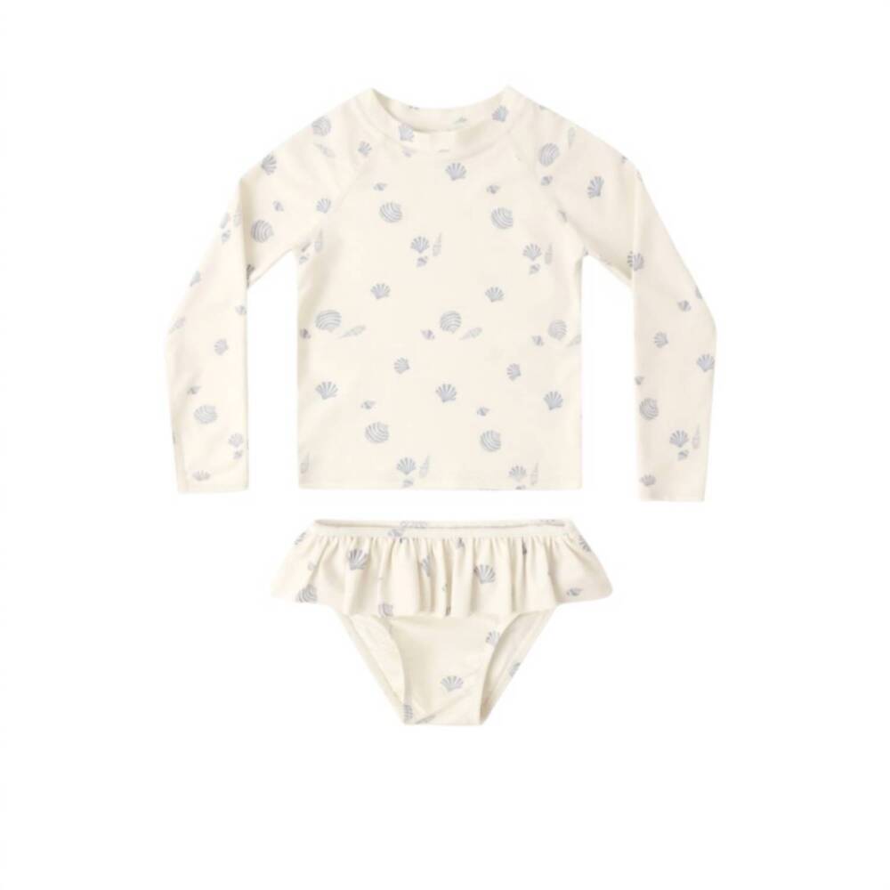 NEW RYLEE + CRU girl's rashguard set in seashells